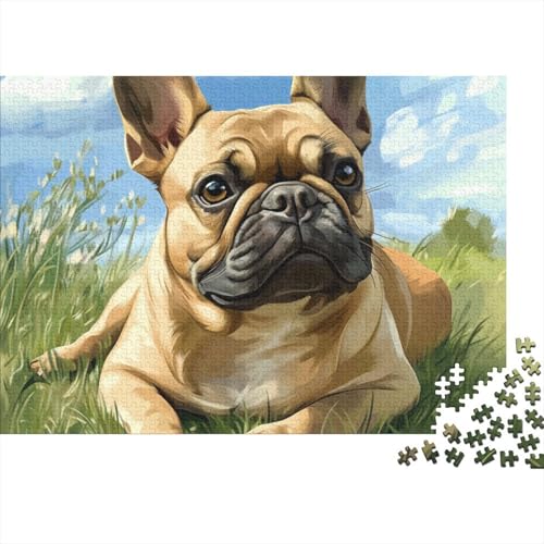 French BULLHund Puzzles 1000 Teile Schwer Puzzle Spielzeug Lernspiel Impossible Tier Hund Herausforderungsspielzeug Für Erwachsene Kinder 1000pcs (75x50cm) von FYQTCIAN