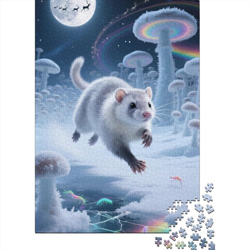 Frettchen Holzpuzzle 1000 Teile Für Erwachsene & Jugendliche - Niedlich Unmögliches Puzzle Spielzeug, Pädagogisches Geduldspiel, Premium Geburtstagsgeschenk 1000pcs (75x50cm) von FYQTCIAN