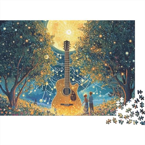Gitarre Puzzle 1000-teilige Schwer Puzzle Spielzeug Lernspiel Impossible Herausforderungsspielzeug Für Erwachsene Und Kinder Ab 12 Jahren 1000pcs (75x50cm) von FYQTCIAN