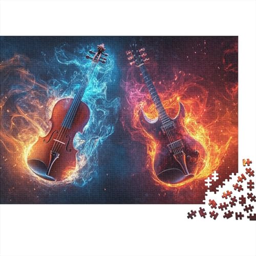 Gitarre Puzzle 1000-teilige Schwer Puzzle Spielzeug Pädagogisches Spiel Impossible Herausforderungsspielzeug Für Erwachsene Und Kinder Ab 14 Jahren 1000pcs (75x50cm) von FYQTCIAN