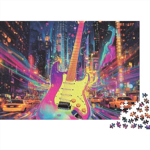 Gitarre Puzzles 1000 Teile Schwer Puzzle Spielzeug Lernspiel Impossible Herausforderungsspielzeug Für Erwachsene Kinder 1000pcs (75x50cm) von FYQTCIAN