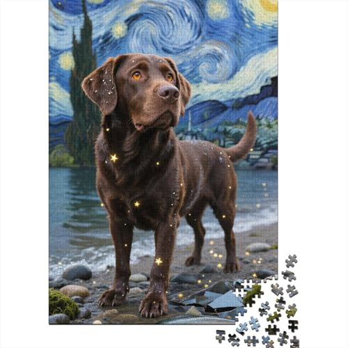 Golden Retriever Holzpuzzle 1000 Teile Für Erwachsene & Jugendliche - Niedlich Unmögliches Puzzle Spielzeug, Pädagogisches Geduldspiel, Premium Geburtstagsgeschenk 1000pcs (75x50cm) von FYQTCIAN