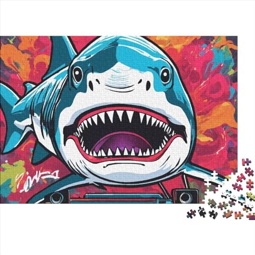 Hai Puzzle 1000 Teile Schwer Puzzle Spielzeug Pädagogisches Spiel Impossible Meerestiere Herausforderungsspielzeug Für Erwachsene Kinder 1000pcs (75x50cm) von FYQTCIAN