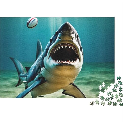 Hai Puzzles 1000 Teile Schwer Puzzle Spielzeug Lernspiel Impossible Meerestiere Herausforderungsspielzeug Für Erwachsene Kinder 1000pcs (75x50cm) von FYQTCIAN