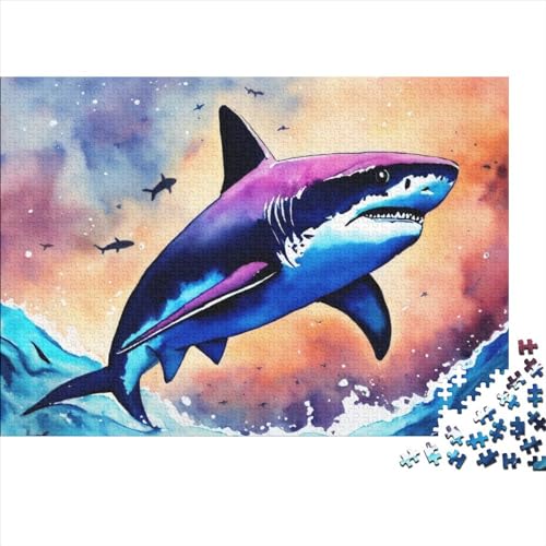 Hai Puzzles 1000 Teile Schwer Puzzle Spielzeug Pädagogisches Spiel Impossible Meerestiere Herausforderungsspielzeug Für Erwachsene Kinder 1000pcs (75x50cm) von FYQTCIAN