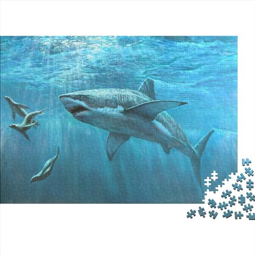 Hai Puzzles 1000 Teile Schwer Puzzle Spielzeug Pädagogisches Spiel Impossible Meerestiere Herausforderungsspielzeug Für Erwachsene Und Kinder Ab 14 Jahren 1000pcs (75x50cm) von FYQTCIAN