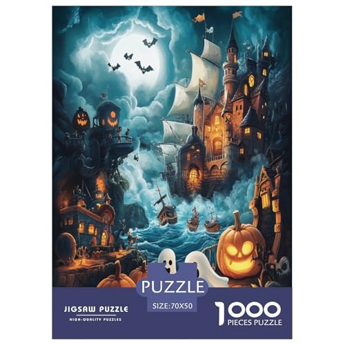 Halloween Dorf Puzzle 1000-teilige Schwer Puzzle Spielzeug Pädagogisches Spiel Impossible Herausforderung Spielzeug Für Erwachsene Kinder 70x50cm/1000pcs von FYQTCIAN