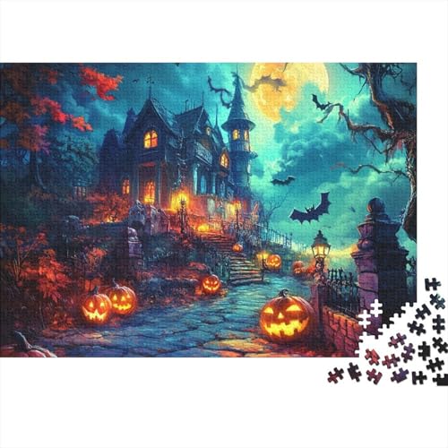 Halloween Village Puzzle 1000 Teile Schwer Puzzle Spielzeug Pädagogisches Spiel Impossible Pet Hund Herausforderung Spielzeug Für Erwachsene Und Kinder in Bewährter 1000pcs (75x50cm) von FYQTCIAN