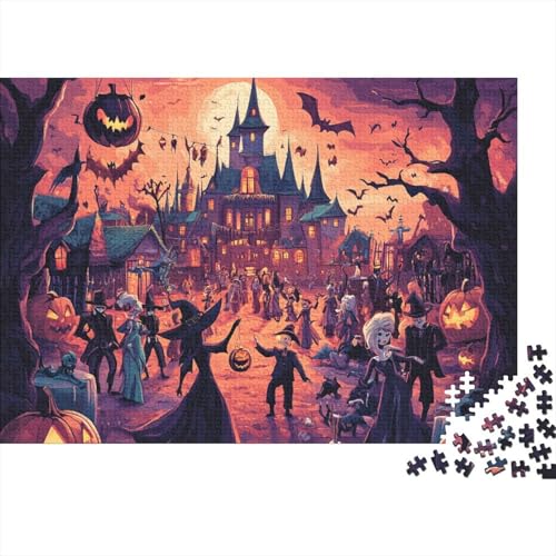 Halloween Village Puzzle 1000 Teile Schwer Puzzle Spielzeug Pädagogisches Spiel Impossible Pet Hund Herausforderungsspielzeug Für Erwachsene Und Kinder Ab 14 Jahren 1000pcs (75x50cm) von FYQTCIAN