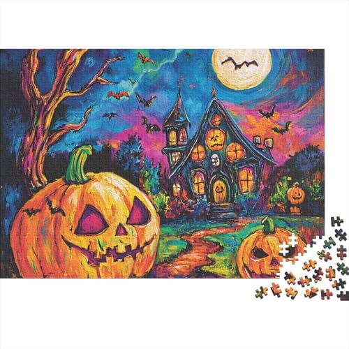 Halloween Village Puzzles 1000 Teile Schwer Puzzle Spielzeug Lernspiel Impossible Pet Hund Herausforderungsspielzeug Für Erwachsene Und Kinder in Bewährter 1000pcs (75x50cm) von FYQTCIAN