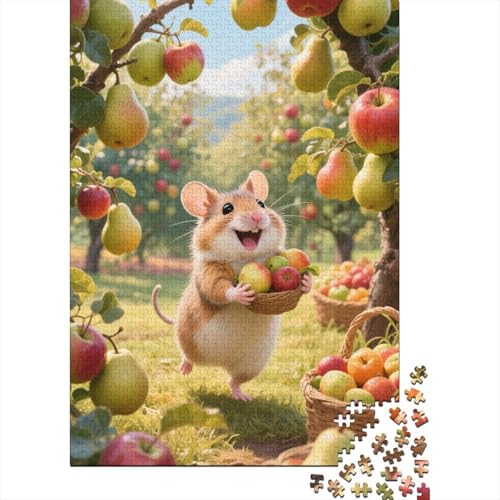 Hamster Holz Puzzle 1000 Teile Für Erwachsene - Unmögliches Legespiel, Stressabbau Spielzeug,Niedlich Premium Home Dekoration, 1000pcs (75x50cm) von FYQTCIAN