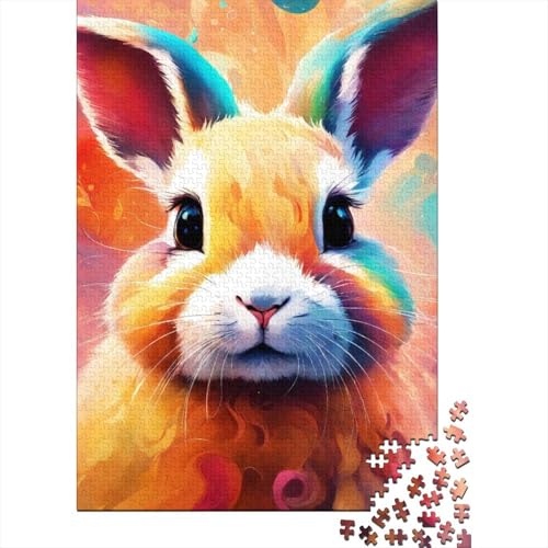 Hase 1000-Teile Premium Holzpuzzle - Niedlich Animals Unmögliches Puzzle Für Erwachsene, Pädagogisches Familienspiel, Hochwertige Wandkunst Geschenkidee 1000pcs (75x50cm) von FYQTCIAN