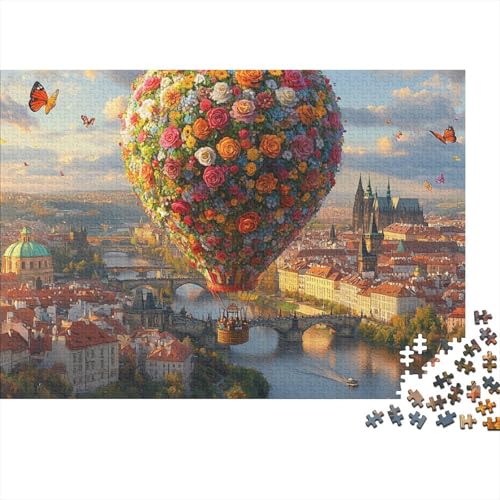 Heißluftballon Puzzles 1000 Teile Schwer Puzzle Spielzeug Lernspiel Impossible Pet Hund Herausforderungsspielzeug Für Erwachsene Kinder 1000pcs (75x50cm) von FYQTCIAN