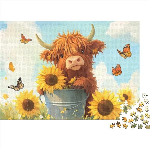 Highland Rinder Puzzle 1000 Teile Schwer Puzzle Spielzeug Lernspiel Impossible Herausforderungsspielzeug Für Erwachsene Kinder 1000pcs (75x50cm) von FYQTCIAN