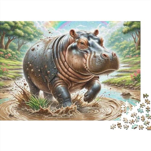 Hippopotamus Holzpuzzle 1000 Teile Für Erwachsene & Jugendliche - Unmögliches Puzzle Spielzeug, Pädagogisches Geduldspiel, Premium Geburtstagsgeschenk 1000pcs (75x50cm) von FYQTCIAN