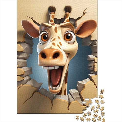 Hirsche Holzpuzzle 1000 Teile Für Erwachsene & Jugendliche - Zeichentrickfilm Unmögliches Puzzle Spielzeug, Pädagogisches Geduldspiel, Premium Geburtstagsgeschenk 1000pcs (75x50cm) von FYQTCIAN