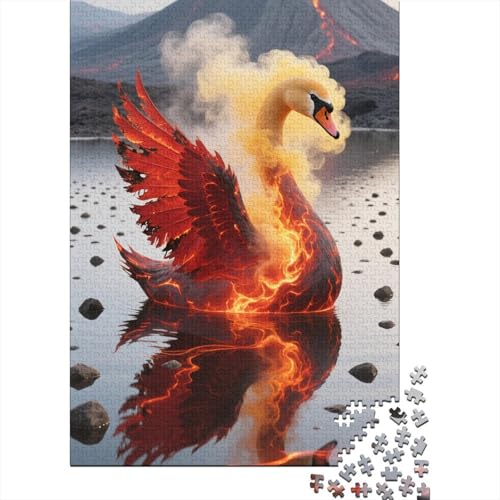 Höckerschwan Holzpuzzle 1000 Teile Für Erwachsene & Jugendliche - Zeichentrickfilm Kunst Unmögliches Puzzle Spielzeug, Pädagogisches Geduldspiel, Premium Geburtstagsgeschenk 1000pcs (75x50cm) von FYQTCIAN