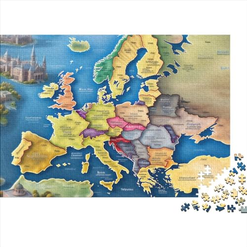 KKunste von Europa Puzzle 1000-teilige Schwer Puzzle Spielzeug Lernspiel Impossible Herausforderungsspielzeug Für Erwachsene Kinder 1000pcs (75x50cm) von FYQTCIAN