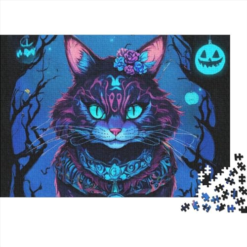 Kätzchens-Kat Puzzles 1000 Teile Schwer Puzzle Spielzeug Lernspiel Impossible Halloween-Thema Herausforderungsspielzeug Für Erwachsene Und Kinder Ab 14 Jahren 1000pcs (75x50cm) von FYQTCIAN