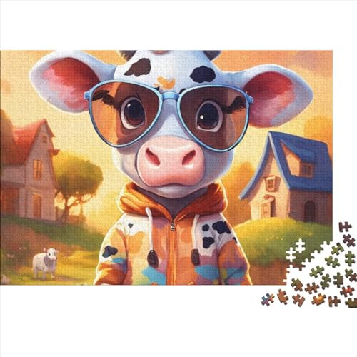 Kunstkuh Puzzle 1000-teilige Schwer Puzzle Spielzeug Lernspiel Impossible CKunstoon Kuh Herausforderungsspielzeug Für Erwachsene Und Kinder Ab 12 Jahren 1000pcs (75x50cm) von FYQTCIAN