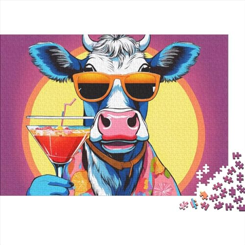 Kunstkuh Puzzle 1000-teilige Schwer Puzzle Spielzeug Lernspiel Impossible CKunstoon Kuh Herausforderungsspielzeug Für Erwachsene Und Kinder Ab 14 Jahren 1000pcs (75x50cm) von FYQTCIAN