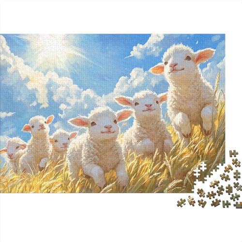 Lamm Puzzles 1000 Teile Schwer Puzzle Spielzeug Pädagogisches Spiel Impossible Tier Herausforderung Spielzeug Für Erwachsene Kinder 1000pcs (75x50cm) von FYQTCIAN