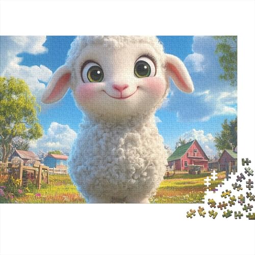 Lamm Puzzles 1000-teilige Schwer Puzzle Spielzeug Lernspiel Impossible Tier Herausforderungsspielzeug Für Erwachsene Kinder 1000pcs (75x50cm) von FYQTCIAN