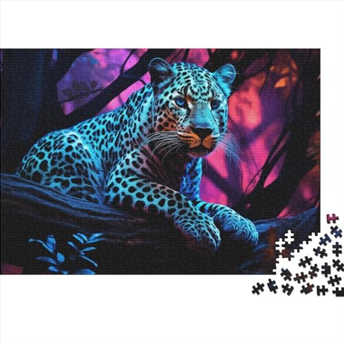 Leopard Puzzle 1000-teilige Schwer Puzzle Spielzeug Pädagogisches Spiel Impossible Waldtiere Herausforderungsspielzeug Für Erwachsene Kinder 1000pcs (75x50cm) von FYQTCIAN