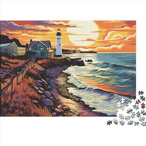 Leuchtturm an der Küstes Puzzle 1000 Teile Schwer Puzzle Spielzeug Lernspiel Impossible Herausforderung Spielzeug Für Erwachsene Kinder 1000pcs (75x50cm) von FYQTCIAN