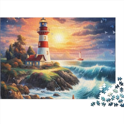 Leuchtturm an der Küstes Puzzle 1000-teilige Schwer Puzzle Spielzeug Pädagogisches Spiel Impossible Herausforderung Spielzeug Für Erwachsene Kinder 1000pcs (75x50cm) von FYQTCIAN