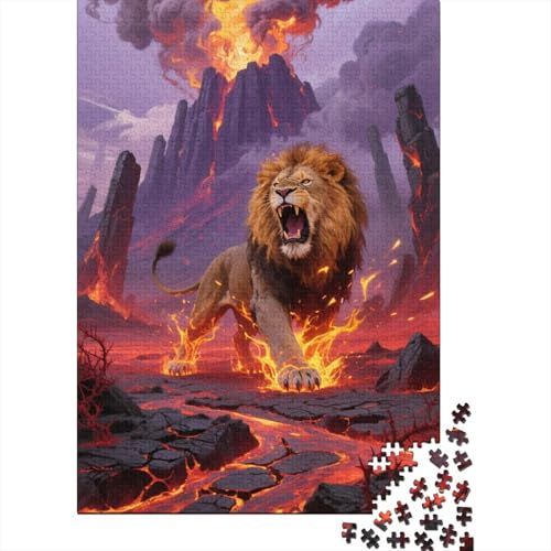 Löwe 1000 Teile Premium Holz Puzzle Für Erwachsene - Herausforderndes Geschicklichkeitsspiel,Zeichentrickfilm Kunst Entspannendes Legespiel Für Familie, Wanddekoration Geschenk 1000pcs (75x50cm) von FYQTCIAN