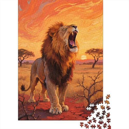 Löwe Holz Puzzle 1000 Teile Für Erwachsene - Unmögliches Legespiel, Stressabbau Spielzeug,Zeichentrickfilm Kunst Premium Home Dekoration, 1000pcs (75x50cm) von FYQTCIAN
