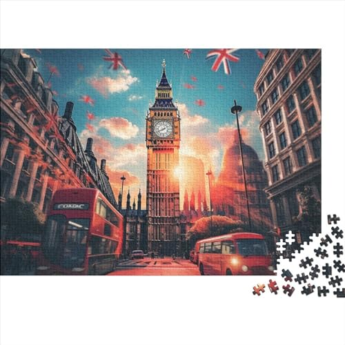 London Stadtbild Puzzle 1000 Teile Schwer Puzzle Spielzeug Lernspiel Impossible Herausforderung Spielzeug Für Erwachsene Kinder 1000pcs (75x50cm) von FYQTCIAN