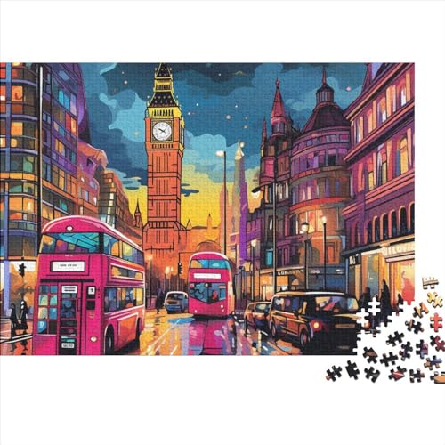 London Stadtbild Puzzle 1000-teilige Schwer Puzzle Spielzeug Lernspiel Impossible Herausforderung Spielzeug Für Erwachsene Kinder 1000pcs (75x50cm) von FYQTCIAN