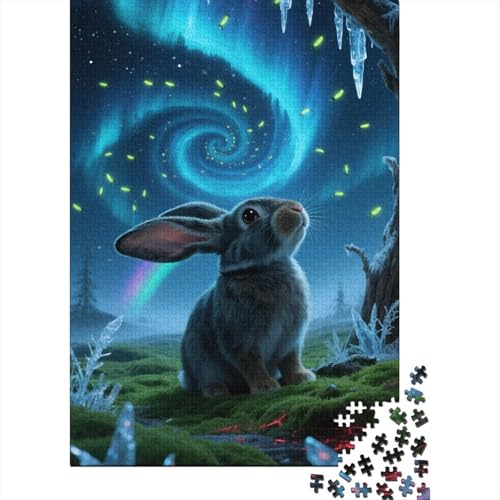 Lop-Eared Kaninchen 1000-Teile Premium Holzpuzzle - Zeichentrickfilm Kunst Unmögliches Puzzle Für Erwachsene, Pädagogisches Familienspiel, Hochwertige Wandkunst Geschenkidee 1000pcs (75x50cm) von FYQTCIAN