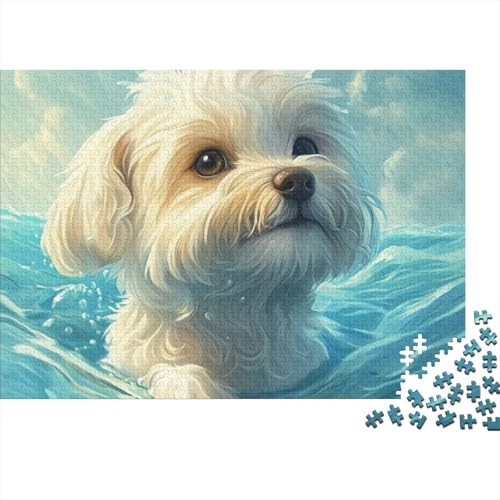 Maltesisch Hund Puzzles 1000 Teile Schwer Puzzle Spielzeug Lernspiel Impossible Herausforderungsspielzeug Für Erwachsene Und Kinder Ab 12 Jahren 1000pcs (75x50cm) von FYQTCIAN