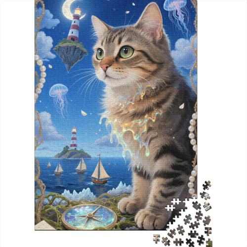 Manx 1000 Teile Premium Holz Puzzle Für Erwachsene - Herausforderndes Geschicklichkeitsspiel,Zeichentrickfilm Kunst Entspannendes Legespiel Für Familie, Wanddekoration Geschenk 1000pcs (75x50cm) von FYQTCIAN