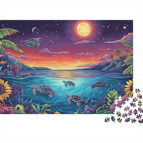Meeresschildkröte Puzzle 1000-teilige Schwer Puzzle Spielzeug Pädagogisches Spiel Impossible Wildtiere Herausforderungsspielzeug Für Erwachsene Kinder 1000pcs (75x50cm) von FYQTCIAN