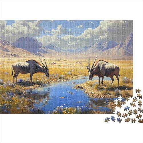 Mongolische Gazelle Puzzle 1000 Teile Schwer Puzzle Spielzeug Lernspiel Impossible Autumn Plateau Tier Herausforderung Spielzeug Für Erwachsene Kinder 1000pcs (75x50cm) von FYQTCIAN