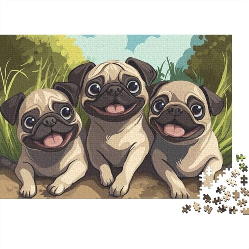 Mops Puzzle 1000 Teile Schwer Puzzle Spielzeug Lernspiel Impossible Tier Hund Herausforderungsspielzeug Für Erwachsene Und Kinder in Bewährter 1000pcs (75x50cm) von FYQTCIAN