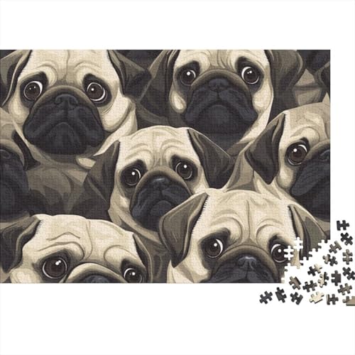 Mops Puzzle 1000-teilige Schwer Puzzle Spielzeug Pädagogisches Spiel Impossible Tier Hund Herausforderung Spielzeug Für Erwachsene Und Kinder in Bewährter 1000pcs (75x50cm) von FYQTCIAN