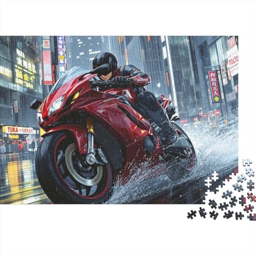 Motorcycle 1000 Teile Premium Holz Puzzle Für Erwachsene - Herausforderndes Geschicklichkeitsspiel,Moto Entspannendes Legespiel Für Familie, Wanddekoration Geschenk 1000pcs (75x50cm) von FYQTCIAN