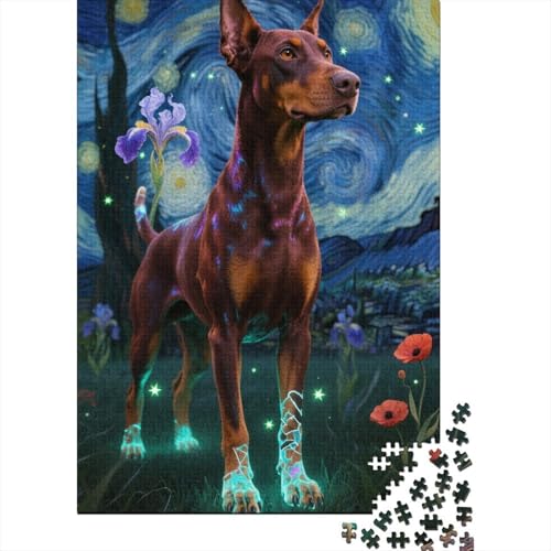 Niedlich 1000 Teile Schwieriges Holzpuzzle Dobermannpinscher - Premium Puzzle Für Erwachsene, Familientaugliches Geschicklichkeitsspiel, Kreative Wanddekoration Geschenk 1000pcs (75x50cm) von FYQTCIAN