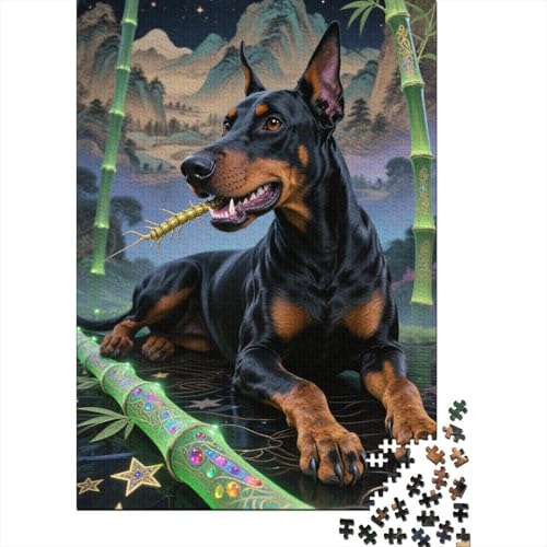 Niedlich 1000 Teile Schwieriges Holzpuzzle Dobermannpinscher - Premium Puzzle Für Erwachsene, Familientaugliches Geschicklichkeitsspiel, Kreative Wanddekoration Geschenk 1000pcs (75x50cm) von FYQTCIAN