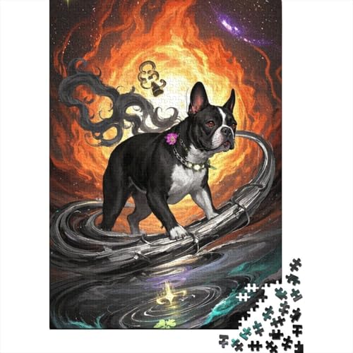 Niedlich 1000 Teile Schwieriges Holzpuzzle Französische BullHundgege - Premium Puzzle Für Erwachsene, Familientaugliches Geschicklichkeitsspiel, Kreative Wanddekoration Geschenk 1000pcs (75x50cm) von FYQTCIAN