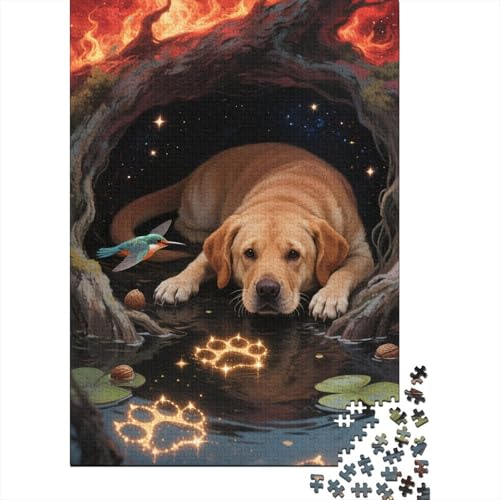 Niedlich 1000 Teile Schwieriges Holzpuzzle Golden Retriever - Premium Puzzle Für Erwachsene, Familientaugliches Geschicklichkeitsspiel, Kreative Wanddekoration Geschenk 1000pcs (75x50cm) von FYQTCIAN