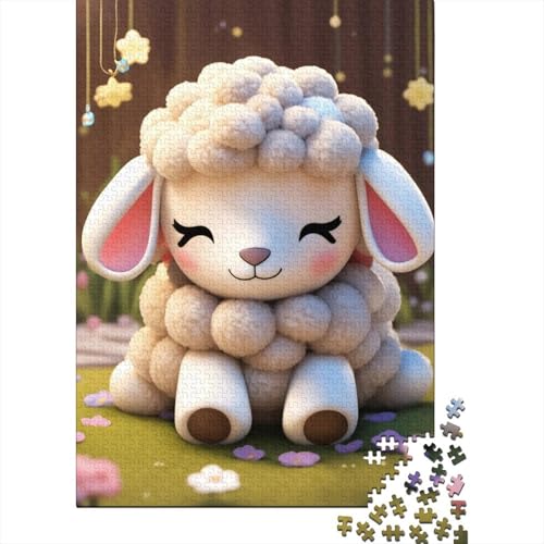 Niedlich Schaf 1000-Teile Premium Holzpuzzle - Zeichentrickfilm Unmögliches Puzzle Für Erwachsene, Pädagogisches Familienspiel, Hochwertige Wandkunst Geschenkidee 1000pcs (75x50cm) von FYQTCIAN