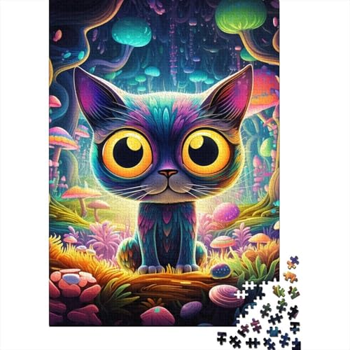 Niedliche Katze 1000 Teile Premium Holz Puzzle Für Erwachsene - Herausforderndes Geschicklichkeitsspiel, Entspannendes Legespiel Für Familie, Wanddekoration Geschenk 1000pcs (75x50cm) von FYQTCIAN