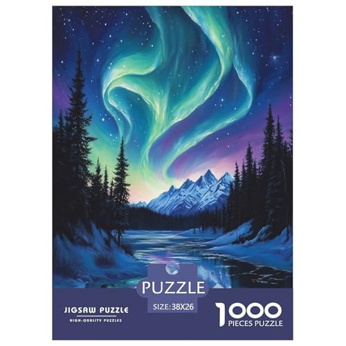 Nordlichter Puzzle 1000-teilige Schwer Puzzle Spielzeug Lernspiel Impossible Herausforderung Spielzeug Für Erwachsene Und Kinder in Bewährter 38x26cm/1000pcs von FYQTCIAN