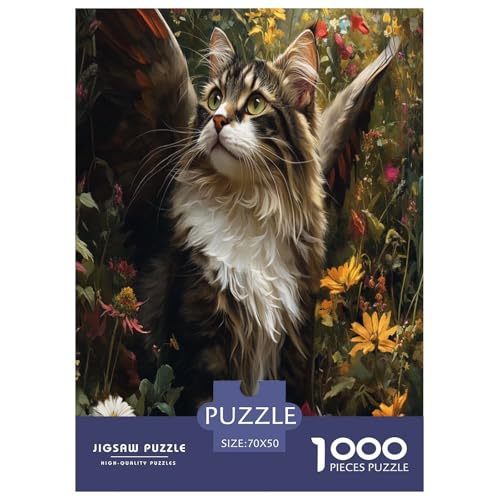 Norwegische Waldkatte Puzzle 1000 Teile Schwer Puzzle Spielzeug Lernspiel Impossible Herausforderung Spielzeug Für Erwachsene Und Kinder Ab 14 Jahren 70x50cm/1000pcs von FYQTCIAN